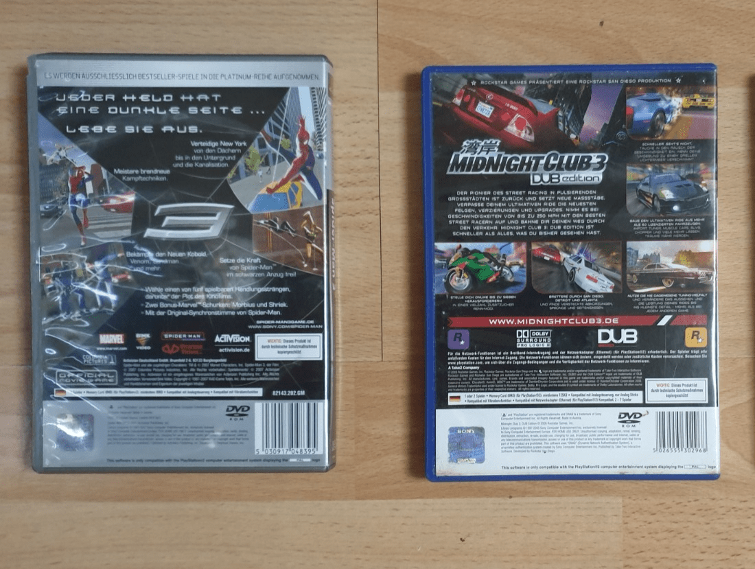 Playstiation 2 Spiele - Midnight Club 3 - Spiderman 3 - PS2 2 Games inkl. OVP - azuracht.de